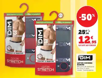 Super U LOT DE 3 BOXERS HOMME offre