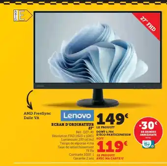 Hyper U ECRAN D'ORDINATEUR 27" offre
