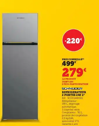 Hyper U REFRIGERATEUR 2 PORTES 248 L* offre