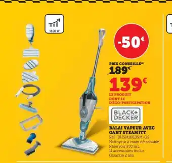 Hyper U BALAI VAPEUR AVEC GANT STEAMITT offre