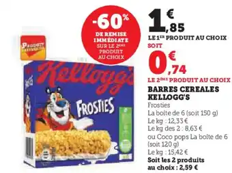 Hyper U BARRES CEREALES KELLOGG'S offre