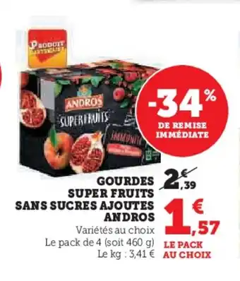 Hyper U GOURDES 29 SUPER FRUITS SANS SUCRES AJOUTES offre