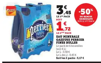 Hyper U EAU MINERALE GAZEUSE PERRIER FINES BULLES offre