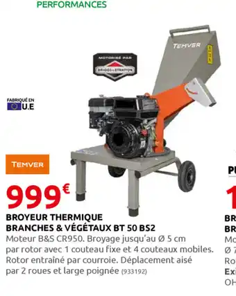 Rural Master Broyeur thermique Branches & Végétaux BT 50 BS2 offre