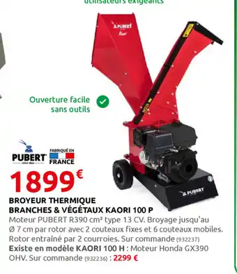 Rural Master Broyeur thermique Branches & Végétaux Kaori 100 P offre