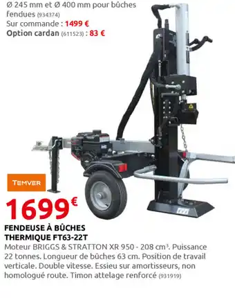 Rural Master Fendeuse à Bûches thermique FT63-22T offre