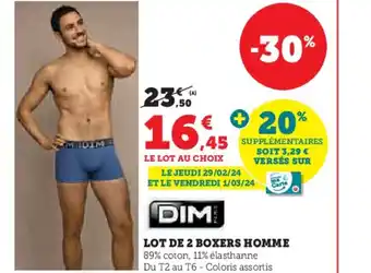 Hyper U LOT DE 2 BOXERS HOMME offre