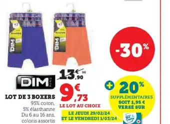 Hyper U LOT DE 3 BOXERS offre