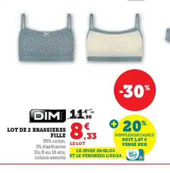 Hyper U LOT DE 2 BRASSIERES offre