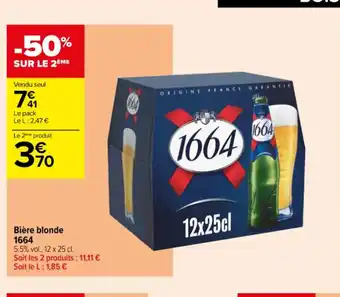 Carrefour Contact Bière blonde 1664 offre