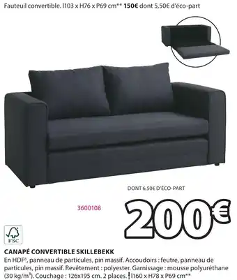 JYSK CANAPÉ CONVERTIBLE SKILLEBEKK offre