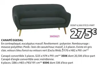 JYSK CANAPÉ EGEDAL offre