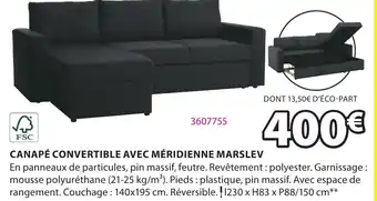 JYSK CANAPÉ CONVERTIBLE AVEC MÉRIDIENNE MARSLEV offre