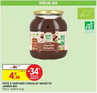 Intermarché Express PÂTE À TARTINER CHOCOLAT NOISETTE JARDIN BIO offre