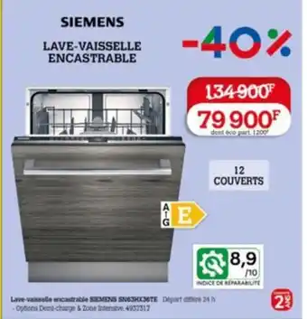 Darty LAVE-VAISSELLE ENCASTRABLE offre