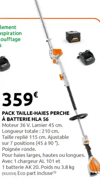 Rural Master Pack taille-haies Perche à Batterie HLA 56 offre