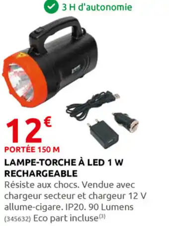 Rural Master Lampe-torche à LED 1 W Rechargeable offre