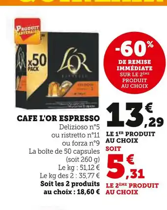 U Express L'OR ESPRESSO CAFE offre
