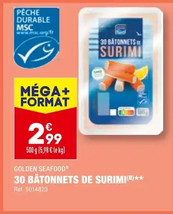 ALDI GOLDEN SEAFOOD 30 BÂTONNETS DE SURIMI offre