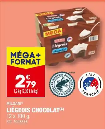 ALDI MILSANI LIÉGEOIS CHOCOLAT offre
