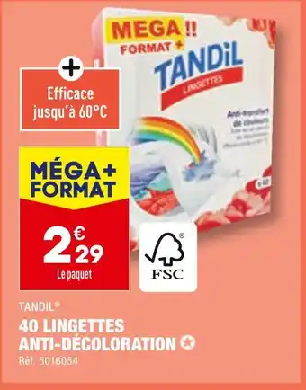 ALDI TANDIL 40 LINGETTES ANTI-DÉCOLORATION offre