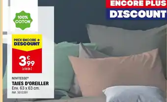 ALDI NOVITESSE TAIES D’OREILLER offre