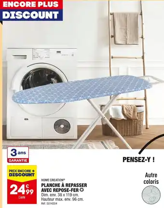 ALDI HOME CREATION PLANCHE À REPASSER AVEC REPOSE-FER offre