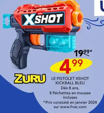 Stokomani ZURU LE PISTOLET XSHOT KICKBALL BLEU offre
