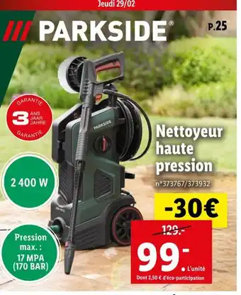 Lidl PARKSIDE Nettoyeur haute pression offre