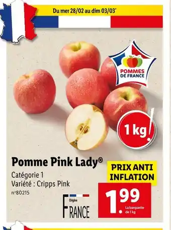 Lidl Pink Lady Pomme offre