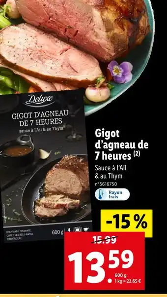 Lidl Deluxe Gigot d’agneau de 7 heures offre