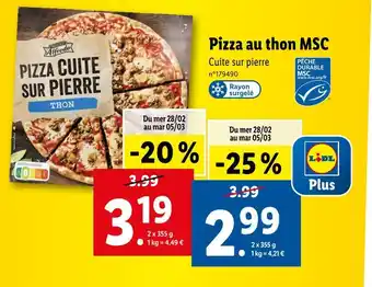 Lidl Trattoria Alfredo Pizza au thon MSC offre