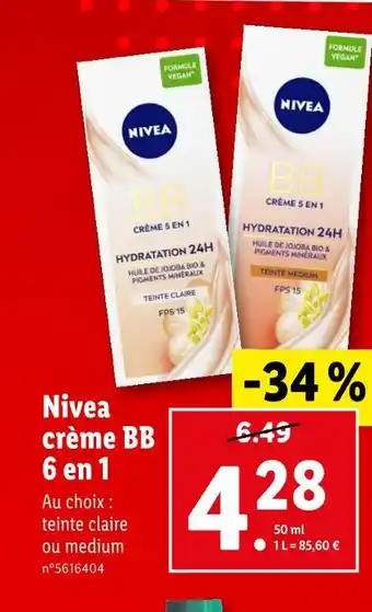 Lidl Nivea crème BB 6 en 1 offre