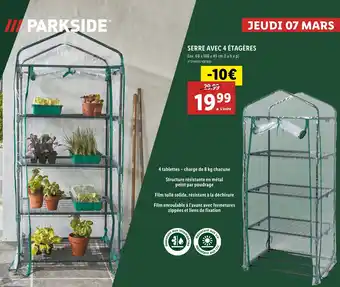 Lidl PARKSIDE SERRE AVEC 4 ÉTAGÈRES offre