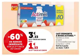 Super U ACTIMEL LAIT FERMENTE A BOIRE offre