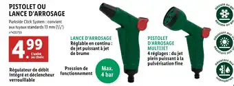 Lidl PARKSIDE PISTOLET OU LANCE D’ARROSAGE offre
