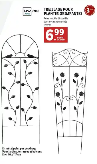 Lidl LIVARNO home TREILLAGE POUR PLANTES GRIMPANTES offre