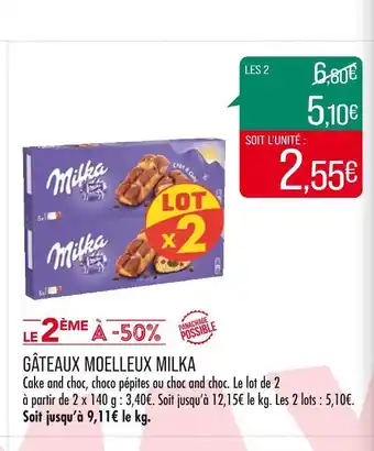Match MILKA GÂTEAUX MOELLEUX offre