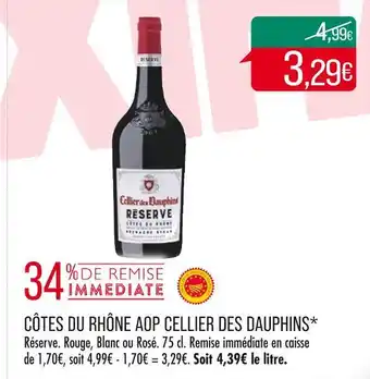 Match CELLIER DES DAUPHINS CÔTES DU RHÔNE AOP offre