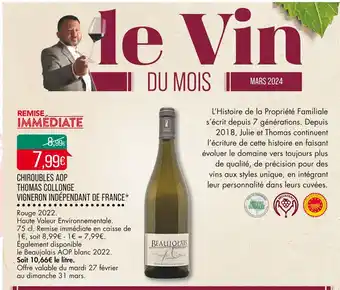 Match CHIROUBLES AOP THOMAS COLLONGE VIGNERON INDÉPENDANT DE FRANCE offre