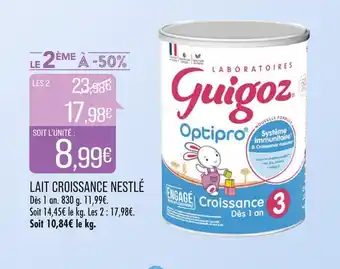 Match NESTLÉ / Guigoz LAIT CROISSANCE offre