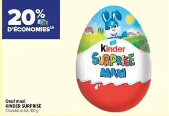 Carrefour City Oeuf maxi KINDER SURPRISE Chocolat au lait, 100 g. offre