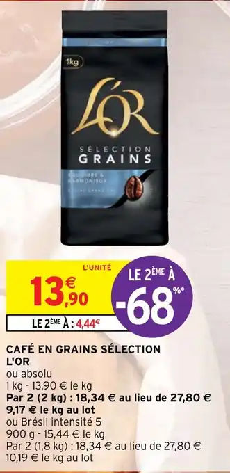 Intermarché Hyper CAFÉ EN GRAINS SÉLECTION L'OR offre