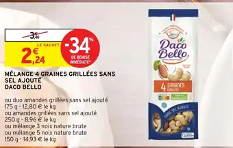 MÉLANGE 4 GRAINES GRILLÉES SANS SEL AJOUTÉ DACO BELLO