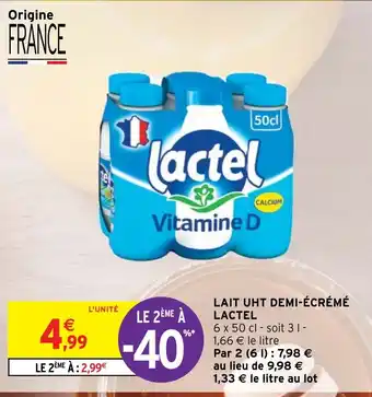 Intermarché Hyper LAIT UHT DEMI-ÉCRÉMÉ LACTEL offre