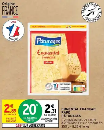 Intermarché Hyper EMMENTAL FRANÇAIS RAPÉ PÂTURAGES offre