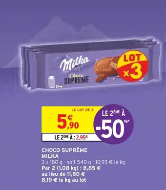 Intermarché Hyper CHOCO SUPRÊME MILKA offre