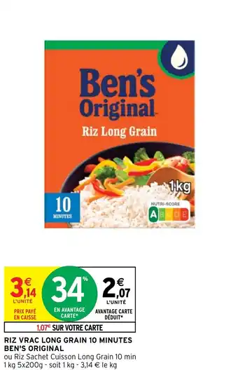 Intermarché Hyper RIZ VRAC LONG GRAIN 10 MINUTES BEN'S ORIGINAL offre