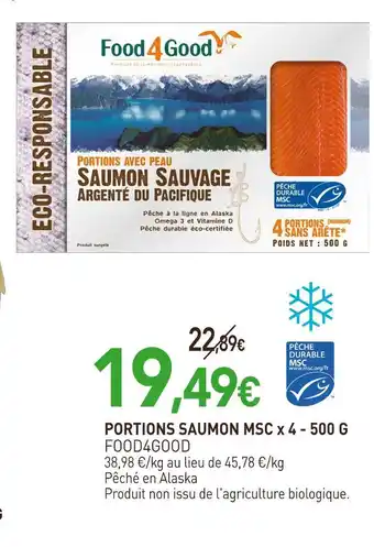 naturéO FOOD4GOOD PORTIONS SAUMON MSC x 4 offre