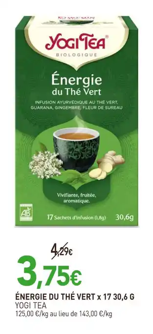 naturéO YOGI TEA ÉNERGIE DU THÉ VERT x 17 offre